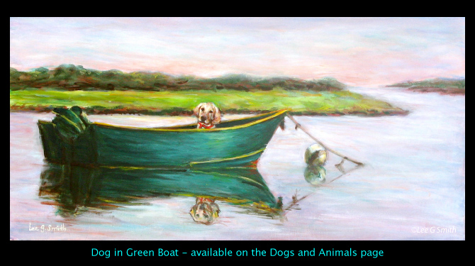Dog in Green Boat