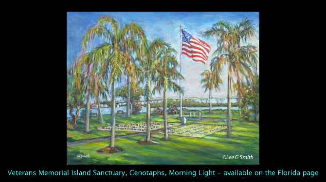 Veterans Memorial Island Sanctuary, Cenotaphs, Morning Light